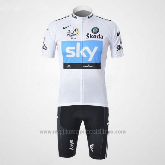 2011 Abbigliamento Ciclismo Sky Lider Bianco e Celeste Manica Corta e Salopette